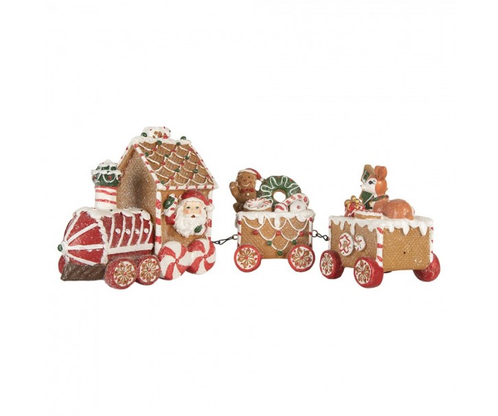 Vánoční perníkový vláček se Santou Gingerbread Train - 33*10*15 cm Clayre & Eef