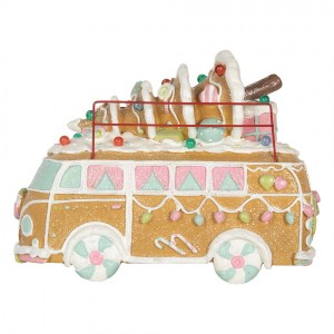 Vánoční perníkový autobus s LED světýlky Gingerbread - 31*12*23 cm / 2*AAA