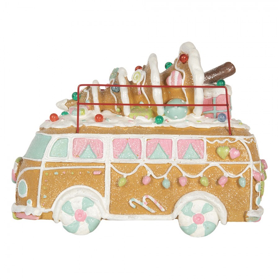 Vánoční perníkový autobus s LED světýlky Gingerbread - 31*12*23 cm / 2*AAA
