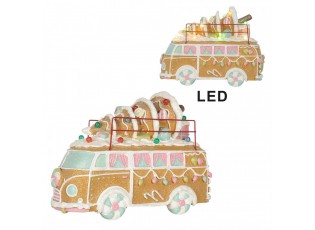 Vánoční perníkový autobus s LED světýlky Gingerbread - 31*12*23 cm / 2*AAA