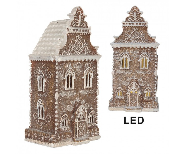 Perníkový LED domek Gingerbread Cotti - 12*11*25 cm Clayre & Eef