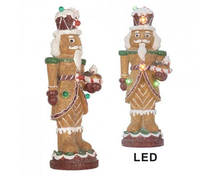 Perníkový LED Louskáček Gingerbread Nutcracker - - 13*10*31 cm / 3*AAA Clayre & Eef