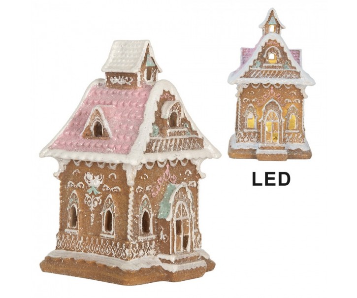 Perníkový LED domek kostel Gingerbread Cotti - 9*10*15 cm Clayre & Eef