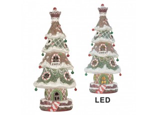 Dekorace perníkový stromek Gingerbread Tree LED - 15*12*36 cm / 3*AAA