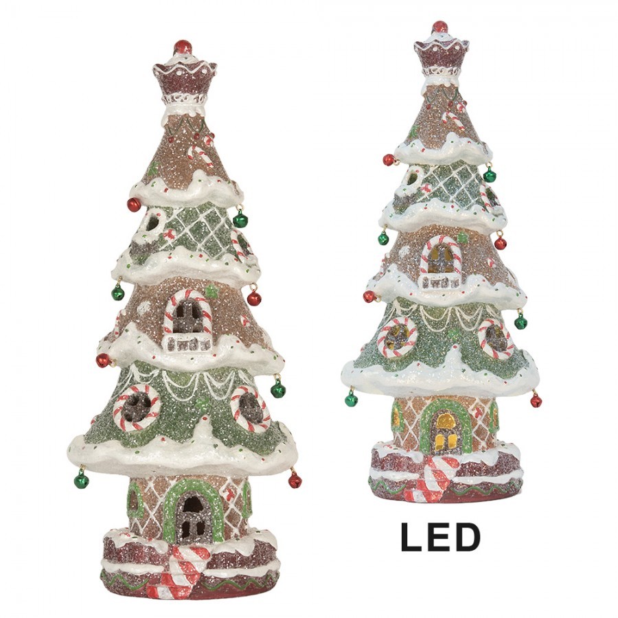 Dekorace perníkový stromek Gingerbread Tree LED - 15*12*36 cm / 3*AAA