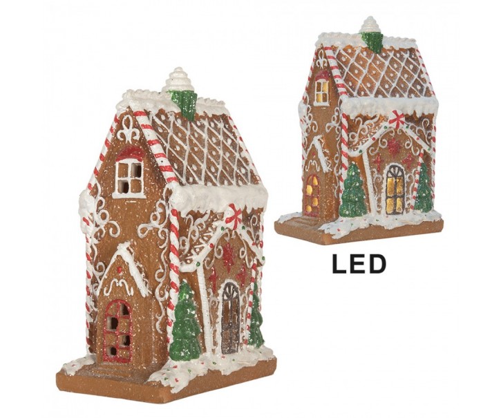 Perníkový LED domek Gingerbread Cotti Candy - 15*9*20 cm Clayre & Eef
