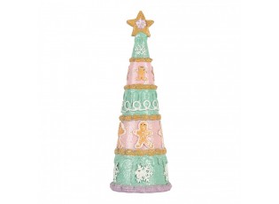 Růžovo-zelená dekorace vánoční stromek Christmas Tree - Ø 9*25 cm