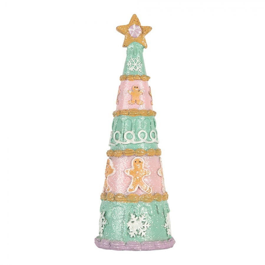 Růžovo-zelená dekorace vánoční stromek Christmas Tree - Ø 9*25 cm