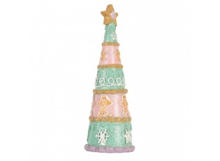 Růžovo-zelená dekorace vánoční stromek Christmas Tree - Ø 9*25 cm