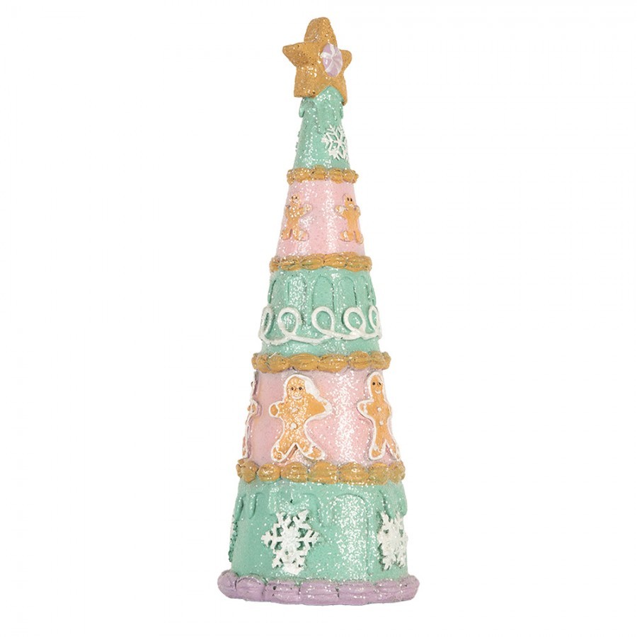 Růžovo-zelená dekorace vánoční stromek Christmas Tree - Ø 9*25 cm