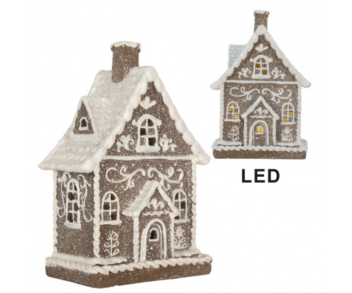 Perníkový LED domek Gingerbread Cotti - 16*10*23 cm Clayre & Eef