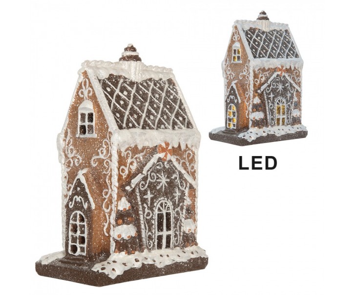 Perníková LED chaloupka Gingerbread Cotti - 15*9*20 cm Clayre & Eef