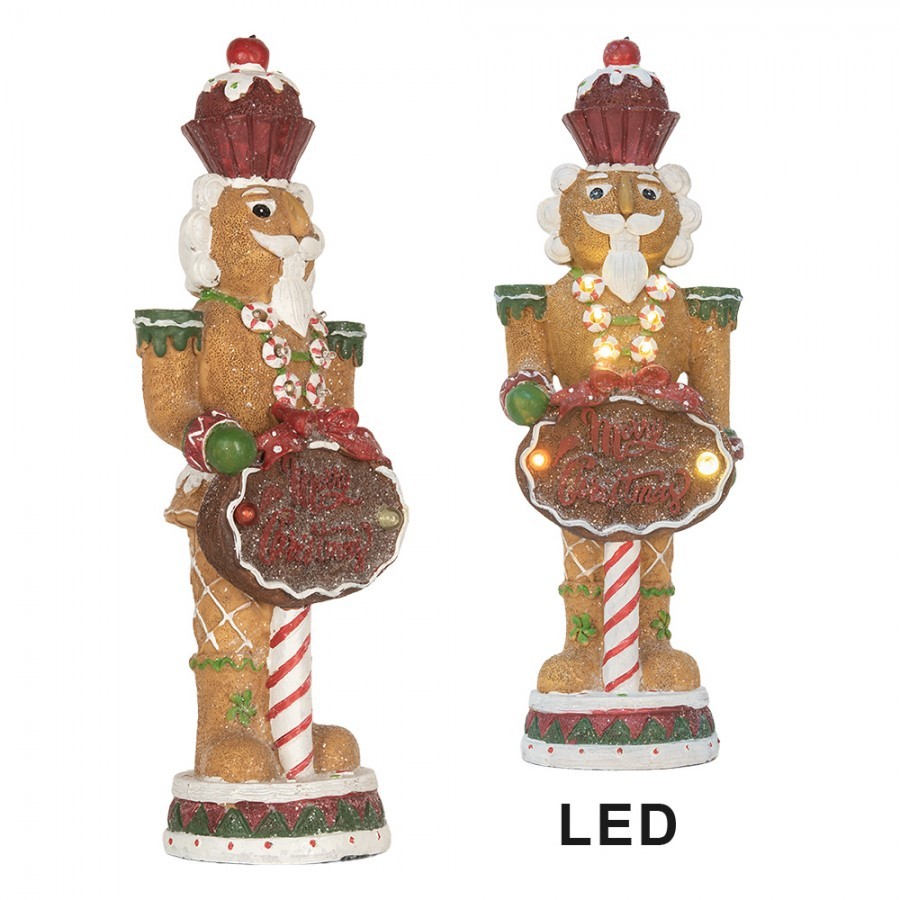 Christmas Decoration Figurine Nutcracker 3 X AAA Brown Plastic - 12*10*35 cm