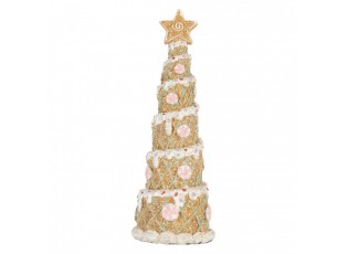 Hnědo-růžová dekorace vánoční stromek Christmas Tree - Ø 9*25 cm