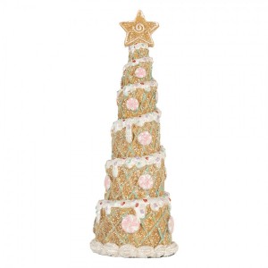 Hnědo-růžová dekorace vánoční stromek Christmas Tree - Ø 9*25 cm
