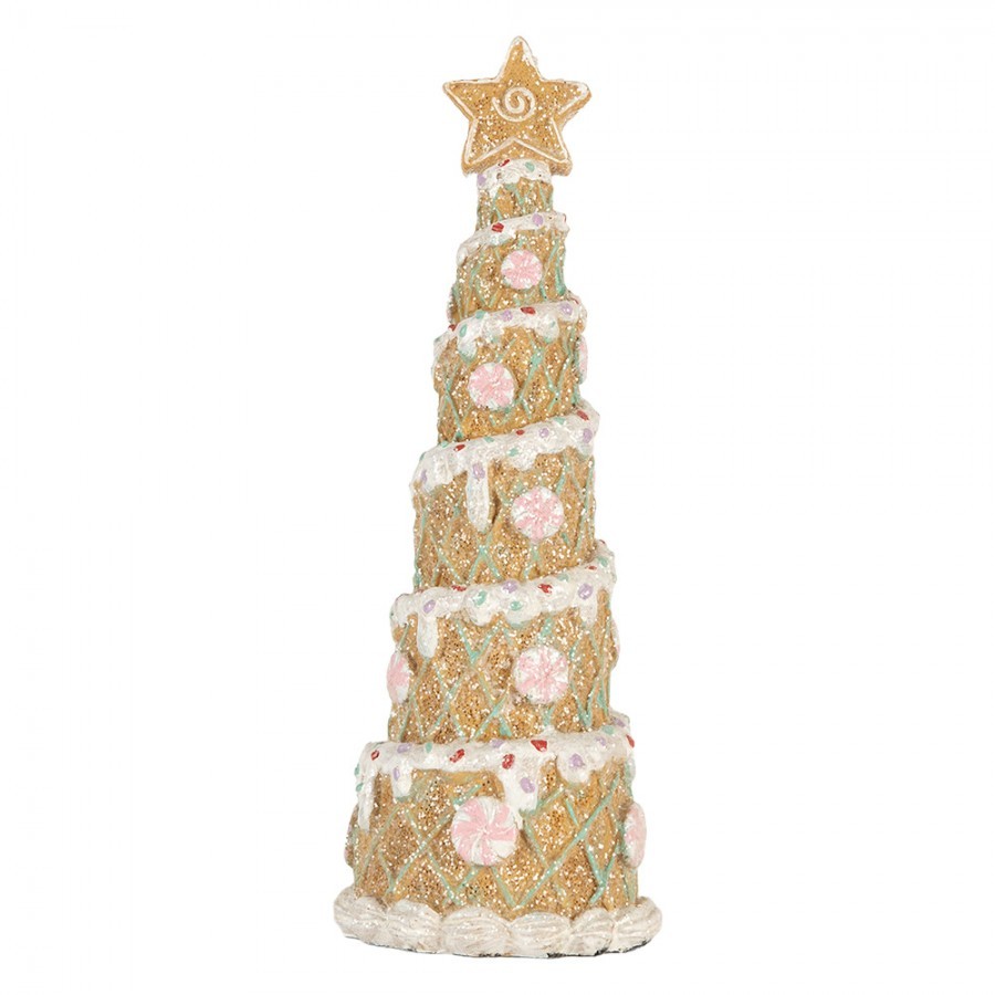 Hnědo-růžová dekorace vánoční stromek Christmas Tree - Ø 9*25 cm