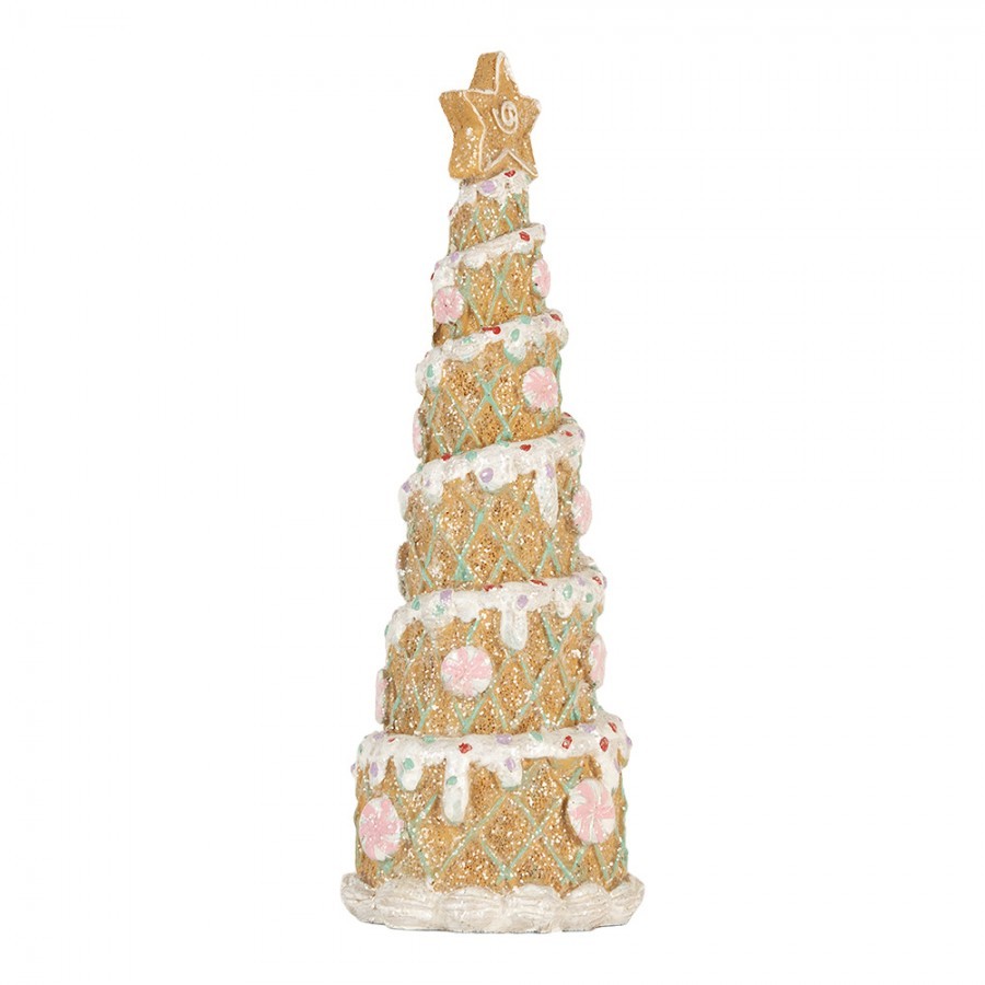Hnědo-růžová dekorace vánoční stromek Christmas Tree - Ø 9*25 cm
