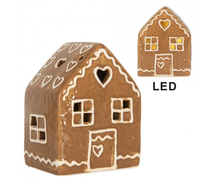 Perníková LED chaloupka Gingerbread Cott - 8*6*10 cm Clayre & Eef