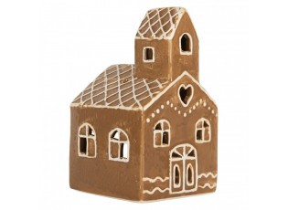 Hnědá keramická chaloupka na čajovou svíčku Gingerbread Cott - 10*10*16 cm