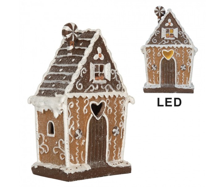 Perníková LED chaloupka Gingerbread Cotti - 14*9*21 cm Clayre & Eef