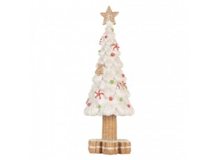 Bílý cukrový stromek s perníkovou hvězdou - Ø 12*33 cm 
