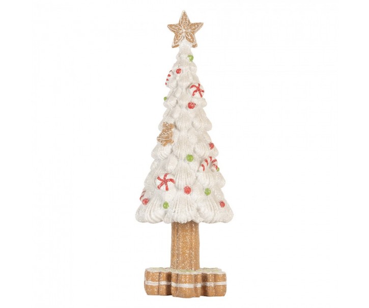 Bílý cukrový stromek s perníkovou hvězdou - Ø 12*33 cm Clayre & Eef