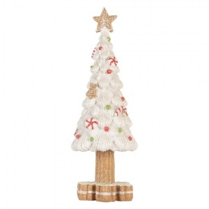 Bílý cukrový stromek s perníkovou hvězdou - Ø 12*33 cm 