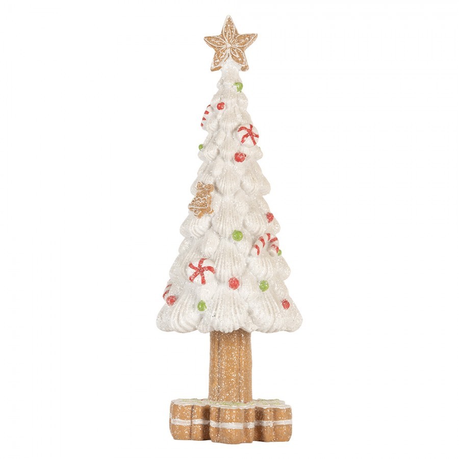 Bílý cukrový stromek s perníkovou hvězdou - Ø 12*33 cm 
