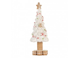Bílý cukrový stromek s perníkovou hvězdou - Ø 12*33 cm 