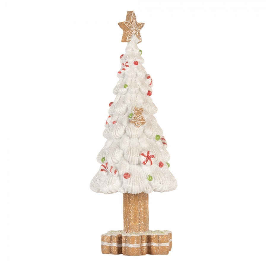 Bílý cukrový stromek s perníkovou hvězdou - Ø 12*33 cm 