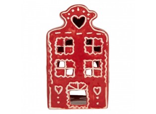 Červená perníková chaloupka na svíčku Gingerbread Cott - 8*7*13 cm