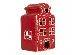 Červená perníková chaloupka na svíčku Gingerbread Cott - 8*7*13 cm