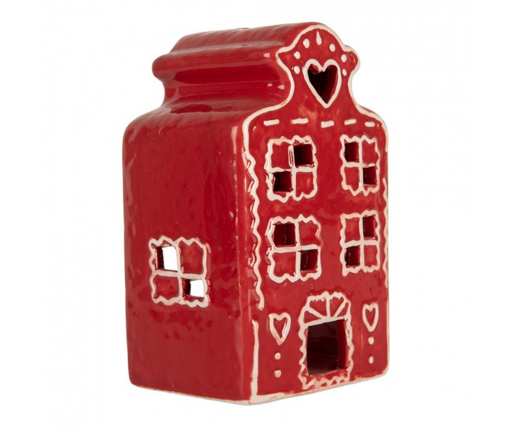 Červená perníková chaloupka na svíčku Gingerbread Cott - 8*7*13 cm Clayre & Eef