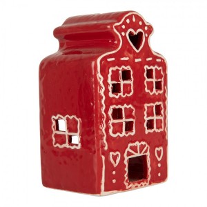 Červená perníková chaloupka na svíčku Gingerbread Cott - 8*7*13 cm