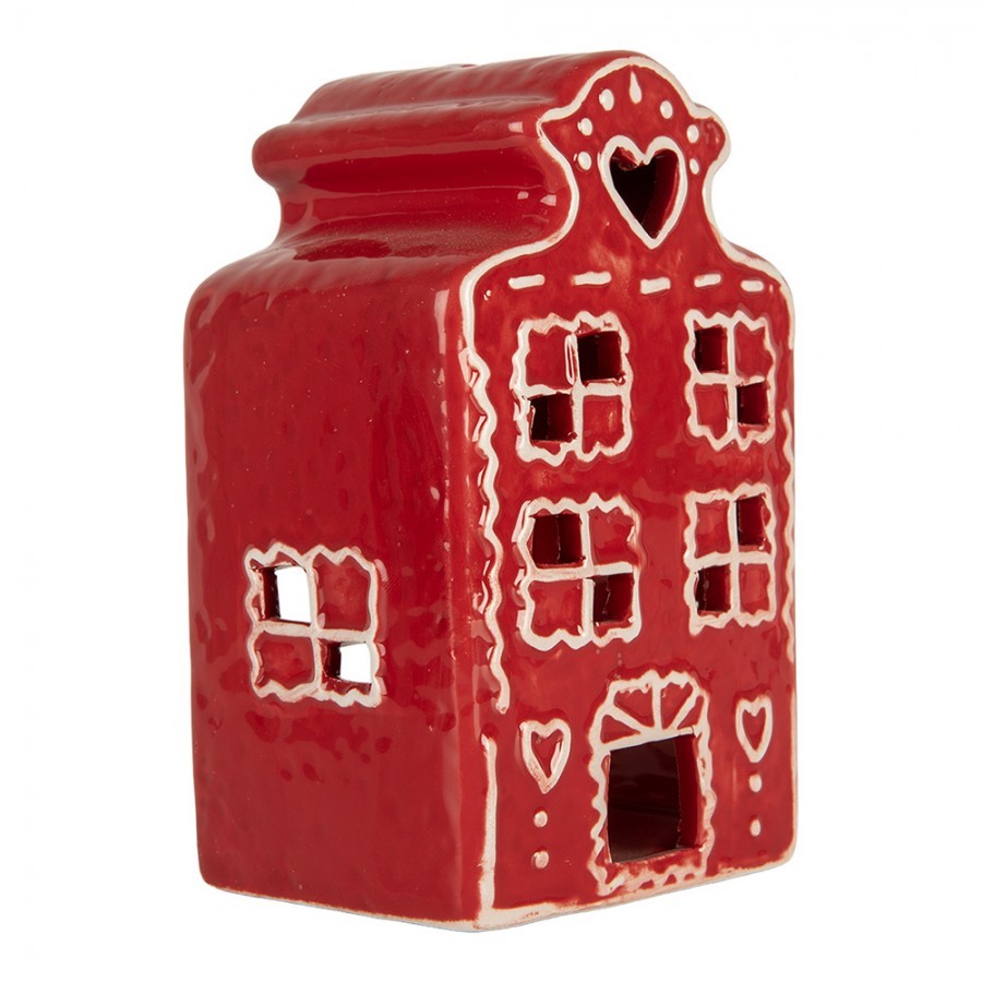 Červená perníková chaloupka na svíčku Gingerbread Cott - 8*7*13 cm