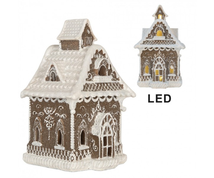 Perníkový LED domek kostel Gingerbread Cotti - 13*12*20 cm Clayre & Eef