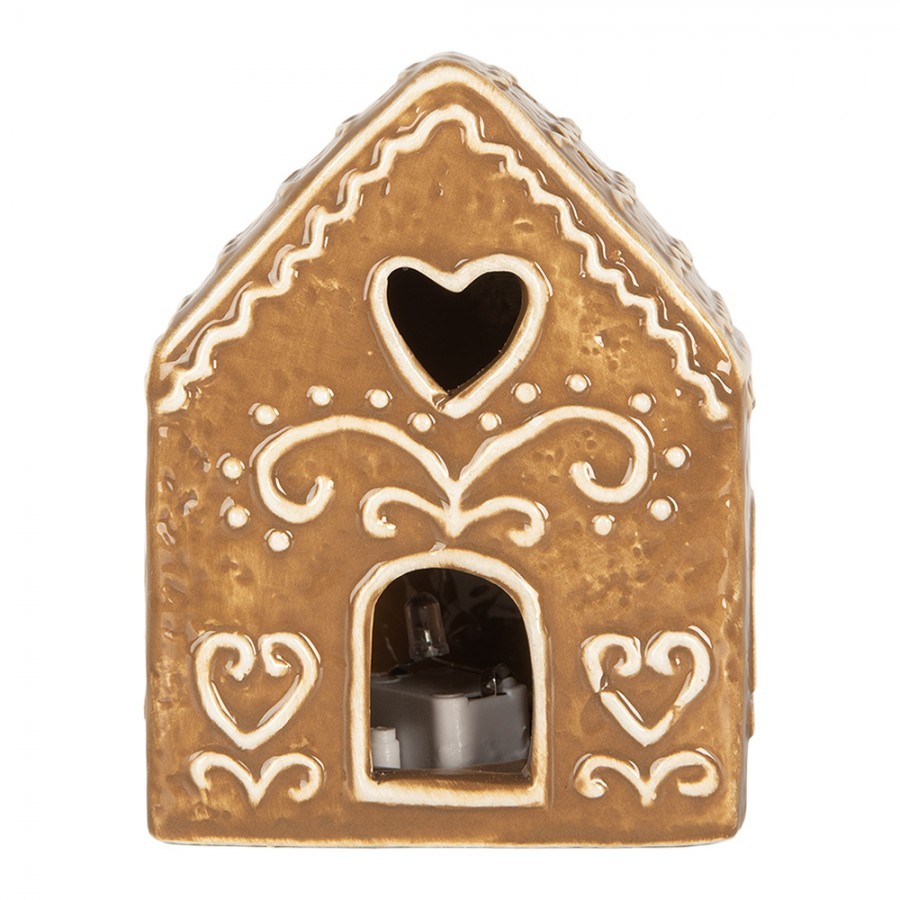 Hnědá perníková LED chaloupka Gingerbread Cott - 8*6*10 cm