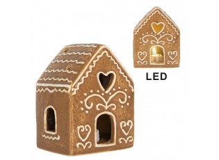 Hnědá perníková LED chaloupka Gingerbread Cott - 8*6*10 cm