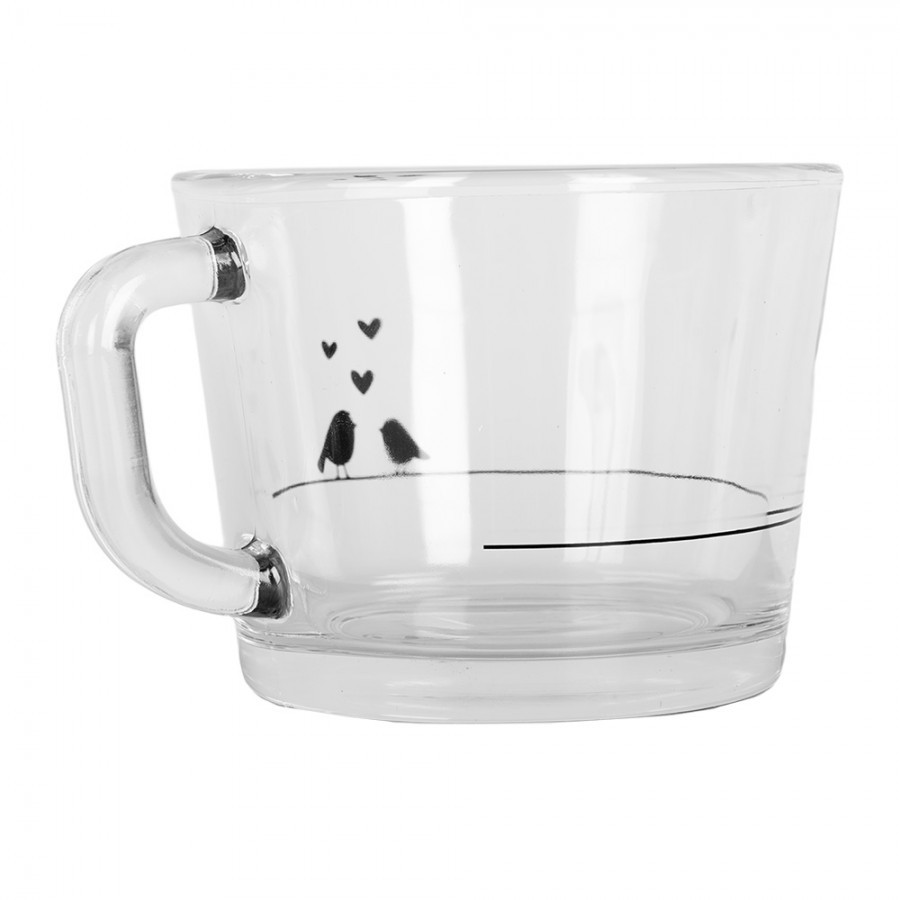 Water Glass 13x10x9 Cm / 450 Ml Transparent Glass Heart - 13*10*9 cm / 350 ml