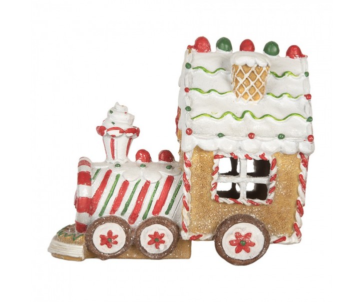 Christmas Decoration With LED Lighting And Music Train 21x12x19 Cm Brown Plastic - 21*12*17 cm Clayre & Eef