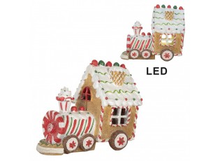 Christmas Decoration With LED Lighting And Music Train 21x12x19 Cm Brown Plastic - 21*12*17 cm