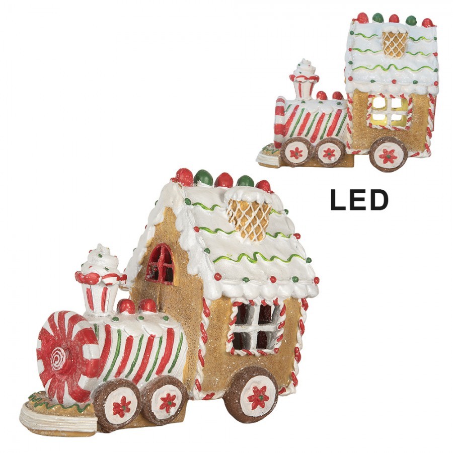 Christmas Decoration With LED Lighting And Music Train 21x12x19 Cm Brown Plastic - 21*12*17 cm