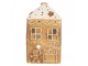 Hnědá vánoční keramická chaloupka na čajovou svíčku Gingerbread Cottage - 9*7*16 cm Clayre & Eef