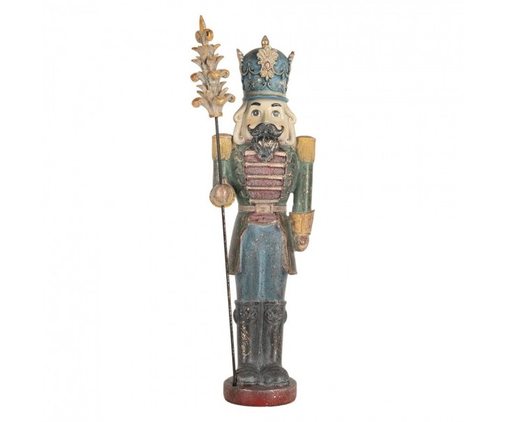 Christmas Decoration Figurine Nutcracker 12x10x40 Cm Blue Plastic - 13*13*38 cm Clayre & Eef