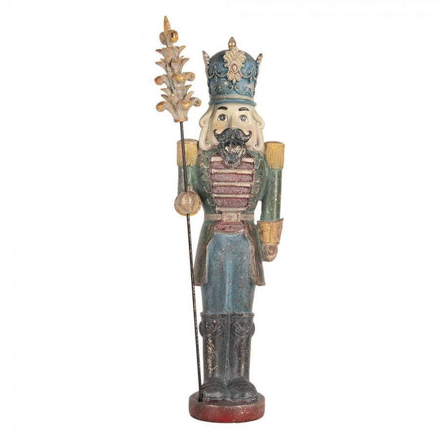 Christmas Decoration Figurine Nutcracker 12x10x40 Cm Blue Plastic - 13*13*38 cm