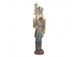 Christmas Decoration Figurine Nutcracker 12x10x40 Cm Blue Plastic - 13*13*38 cm