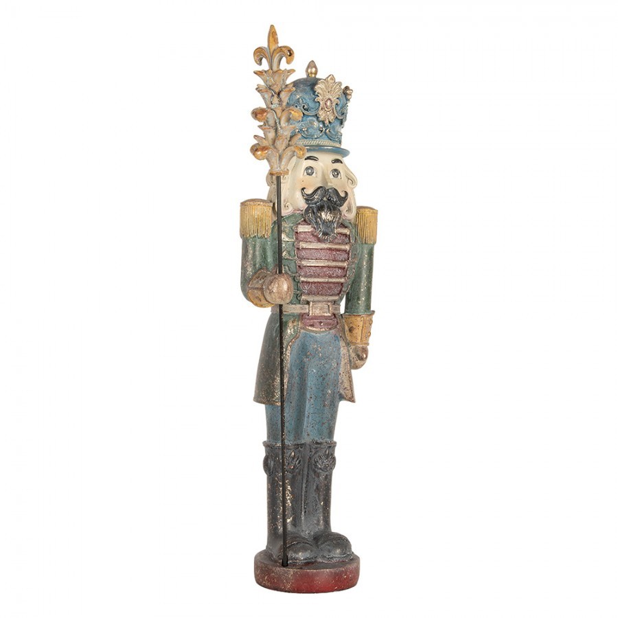 Christmas Decoration Figurine Nutcracker 12x10x40 Cm Blue Plastic - 13*13*38 cm