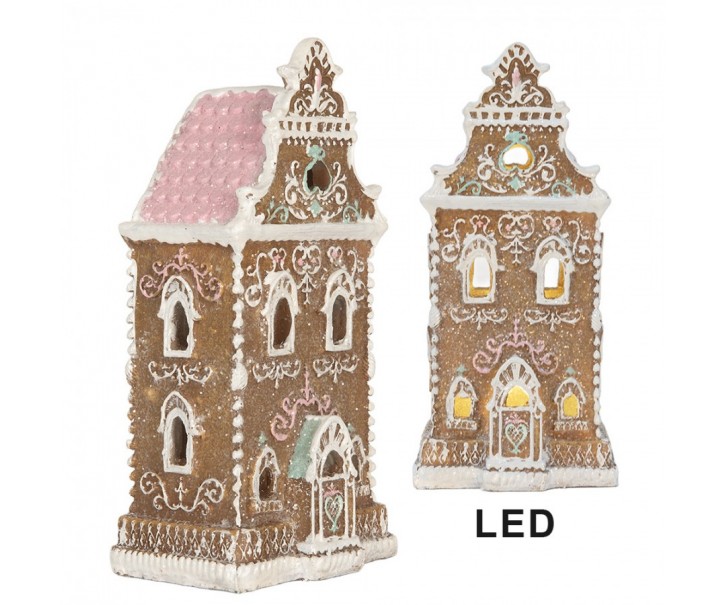 Perníkový LED domek Gingerbread Cotti - 9*7*18 cm Clayre & Eef
