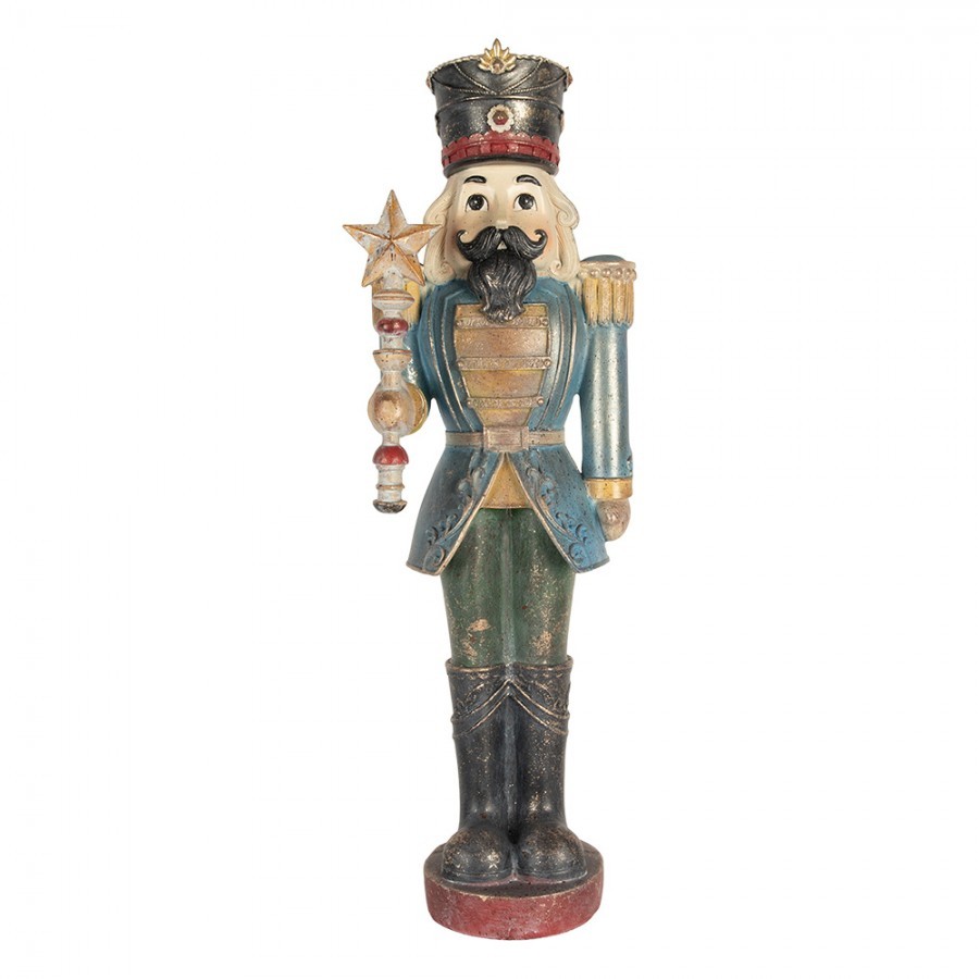 Modro-zelená dekorace figurka Louskáček Nutcracker - 21*15*60 cm