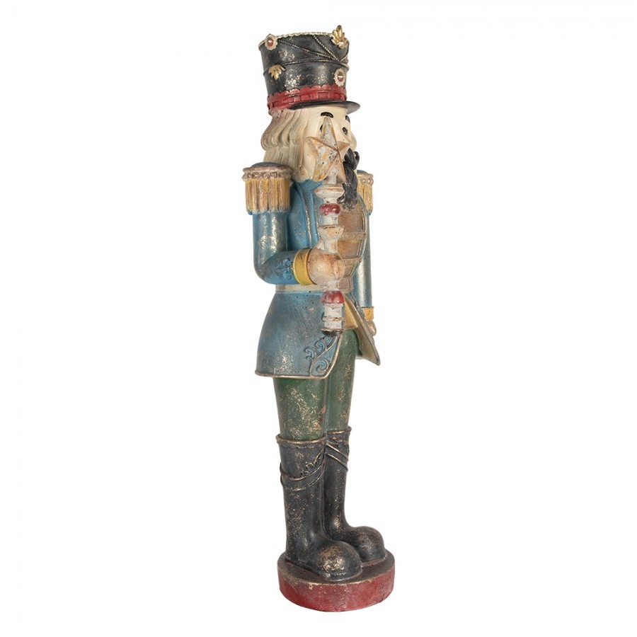 Modro-zelená dekorace figurka Louskáček Nutcracker - 21*15*60 cm
